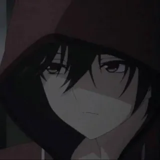 😒 Anime, Manga, Kaptur, Postać, Ilustracja, Ciemne włosy telegram sticker