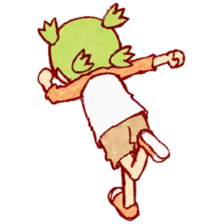 🏃‍♀️ cartoon, green hair, dancing, character, cute, whimsical telegram sticker