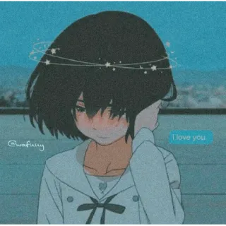 😀 I love you アニメ, 女の子, 愛, 赤面, 可愛い telegram sticker