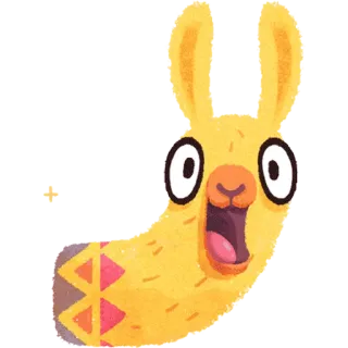 😜 lama, żółty, kreskówka, zwierzę, słodki, śmieszny, ilustracja telegram sticker