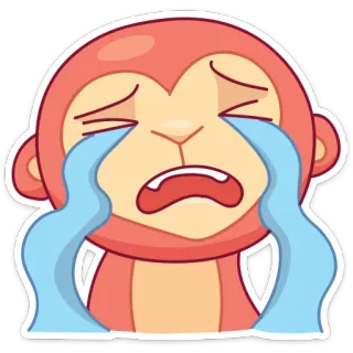 😭 małpa, płacz, smutny, łzy, płaczący, emoji, naklejka whatsapp sticker