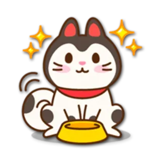 🍗 kot, naklejka, słodki, zwierzę, kawaii, zwierzę domowe, jedzenie, miska telegram sticker