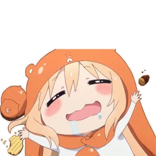 ☺️ Umara anime, umaru, cartoon, cute, kawaii, sleeping, eating, snack, orange telegram sticker