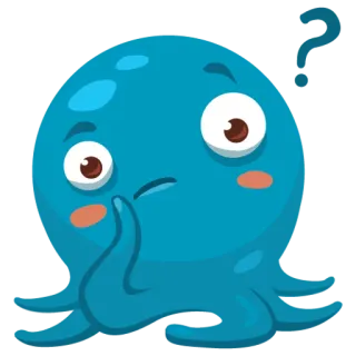 ❓ 질문, 파란색, 귀여운, 만화, 생각, 불확실 telegram sticker