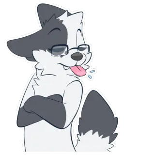 😛 漫画, 動物, 狐, メガネ, 舌, 可愛い telegram sticker