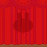 🙇 Theater, Rote Vorhänge, Silhouette, Schatten, Aufführung, Bühne, Hintergrund, Illustration telegram sticker