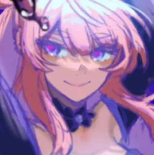 🧼 Anime, Mädchen, pinke Haare, lila Augen, Charakter, Kunst telegram sticker