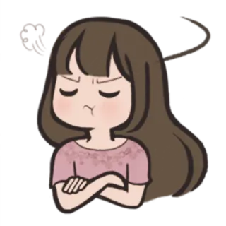😤 molesto, enojado, dibujos animados, chica, estado de ánimo, actitud telegram sticker