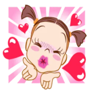 😘 dessin animé, bisou, coeurs, amour, mignon, fille, baiser whatsapp sticker