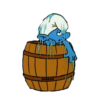 🛁 Smurf puffo, cartone animato, bagno, barile, blu telegram sticker