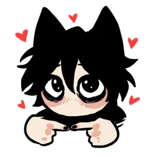 🥺 만화, 귀여운, 하트, 애니메이션, 동물 귀 telegram sticker