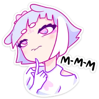 🤔 M-M-M niedlich, Cartoon, Mädchen, denkend, Sticker telegram sticker