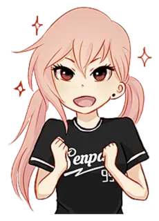 😊 Senpai anime, chibi, senpai, cute, pink hair, sparkles, girl telegram sticker