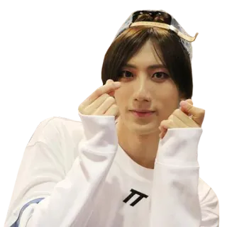 ❤️ person, asian, k-pop, man, fingers, heart gesture, cute, hat, smile, male telegram sticker