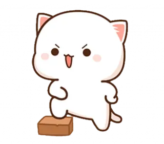😐 chat, dessin animé, mignon, en colère, qui marche whatsapp sticker