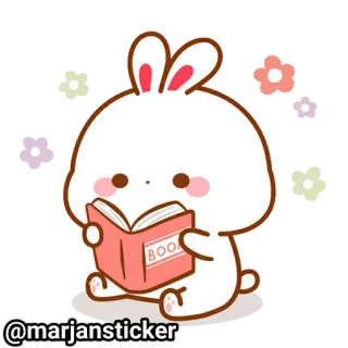 ❤️ BOOK кролик, кролик, книга, чтение, милый, животное, мультфильм telegram sticker