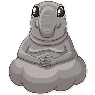⌚ cartoon, elephant-like creature, sitting, cute, sticker telegram sticker