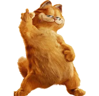 💃 Garfield cat, cartoon, offensive gesture, middle finger, humor telegram sticker