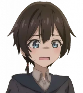 😨 อนิเมะ, ผู้หญิง, กังวล, กลัว, ร้องไห้, อารมณ์, เศร้า telegram sticker