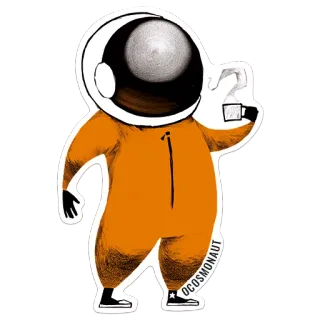 ☕️ OCOSMONAUT astronaut, coffee, space, cosmonaut, space suit, beverage, illustration whatsapp sticker