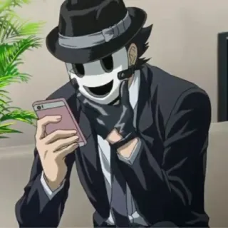 🚬 Anime, Máscara, Sombrero, Traje, Máscara sonriente, Guantes telegram sticker