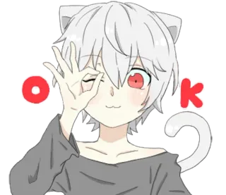 👌 ok animé, chat, garçon, ok whatsapp sticker