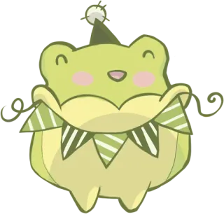 🥳 grenouille, mignon, fête, célébration, joyeux, dessin animé, autocollant, animal telegram sticker