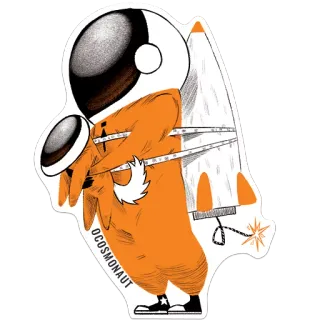 ✨ OCOSMONAUT astronaut, rocket, space, cartoon, orange, outer space, cosmos whatsapp sticker