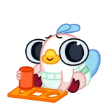 👶 만화, 새, 귀여운, 아기, 쟁반, 음료 whatsapp sticker