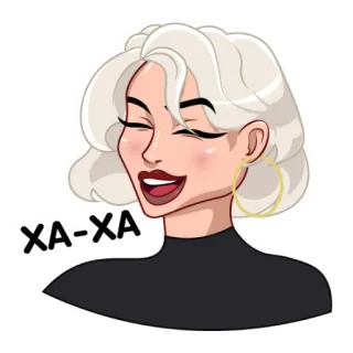 😂 XA-XA Frau, Lachen, Cartoon, blonde Haare, Ausdruck, lacht telegram sticker