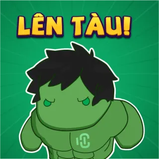 🤩 Hulk LÊN TÀU! мультфильм, Халк, супергерой, зеленый, мускулы, вьетнамский telegram sticker
