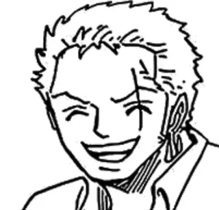 🏴‍☠️ Zoro One Piece アニメ, 漫画, キャラクター, 笑顔, ワンピース, ゾロ whatsapp sticker