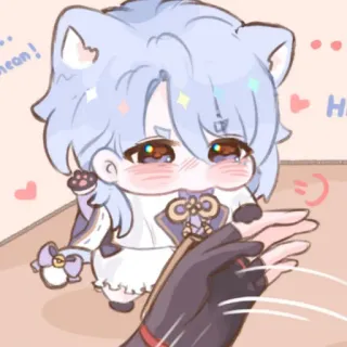 🎐 Hi, neon! anime, cat, cute, kawaii, sparkle, heart, digital art telegram sticker
