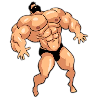😶 mięsień, umięśniony, fitness, kulturysta, siła, kreskówka telegram sticker