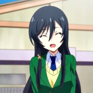 🍀 anime, meisje, schooluniform, cartoon, glimlachend, blij telegram sticker