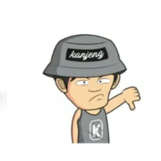 🕴 kandjeng Палец вниз, Дизлайк, Панама, Мультяшный персонаж, Кандженг telegram sticker