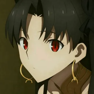 😐 Rin Tohsaka Fate/stay night Anime, Chica, Ojos Rojos, Pelo Negro, Pendientes, Tsundere telegram sticker