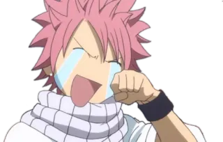 😍 Natsu Dragneel Fairy Tail アニメ, 泣く, 涙, ナツ・ドラグニル, FAIRY TAIL, ピンク髪 whatsapp sticker