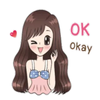 👌 OK
Okay ok, bien, chica, dibujo animado, guiño whatsapp sticker