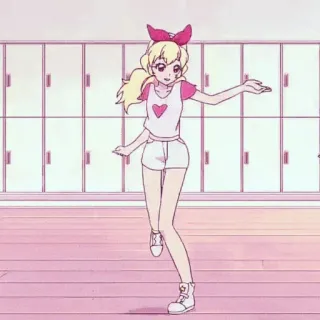 🍓 Anime, Karakter, Pirang, Pita, Hati, Kartun, Sekolah telegram sticker