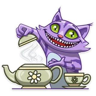 ☕ Katze, Teekanne, Tee, Alice im Wunderland whatsapp sticker