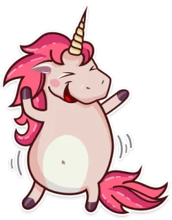 💃 unicórnio, desenho animado, fofo, animal, rosa, magia, fábula, ilustração whatsapp sticker