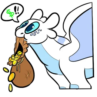 💰 $$ dragon, argent, or, richesse, dessin animé, autocollant telegram sticker