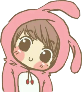 🙃 anime, cute, bunny, pink, cartoon, kawaii, cheerful telegram sticker