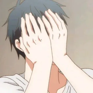 🗝 Anime-Stil, traurig, verstecken, Facepalm, emotional, männlich whatsapp sticker