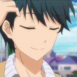 💠 anime, cười, dễ thương, tình cảm, xoa đầu telegram sticker