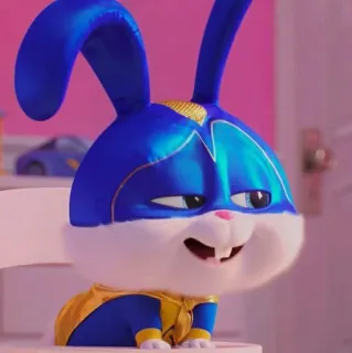 🐰 Snowball The Secret Life of Pets coniglio, coniglietto, animale domestico, animale, blu, carino, cartone animato whatsapp sticker