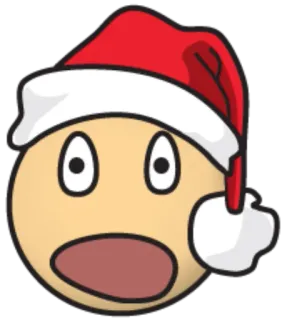 😧 Emoji, Natale, Cappello di Babbo Natale, Scioccato, Cartone animato, Festivo telegram sticker
