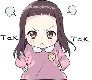 😠 Tak Tak โกรธ, อนิเมะผู้หญิง, น่ารัก, รำคาญ, การ์ตูน, จิบิ telegram sticker