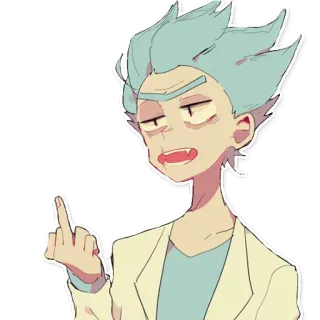 🖕 Rick Sanchez Rick and Morty rick sanchez, rick and morty, kartun, adult swim, jari tengah, ofensif, animasi telegram sticker